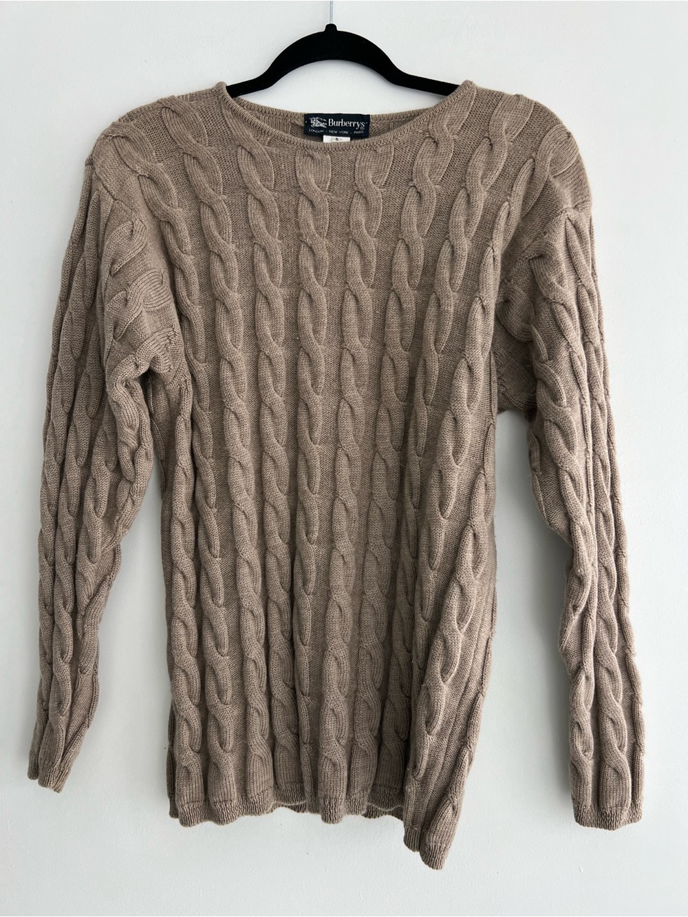 Burberry Vintage Cable Knit Crewneck Sweater - Taupe